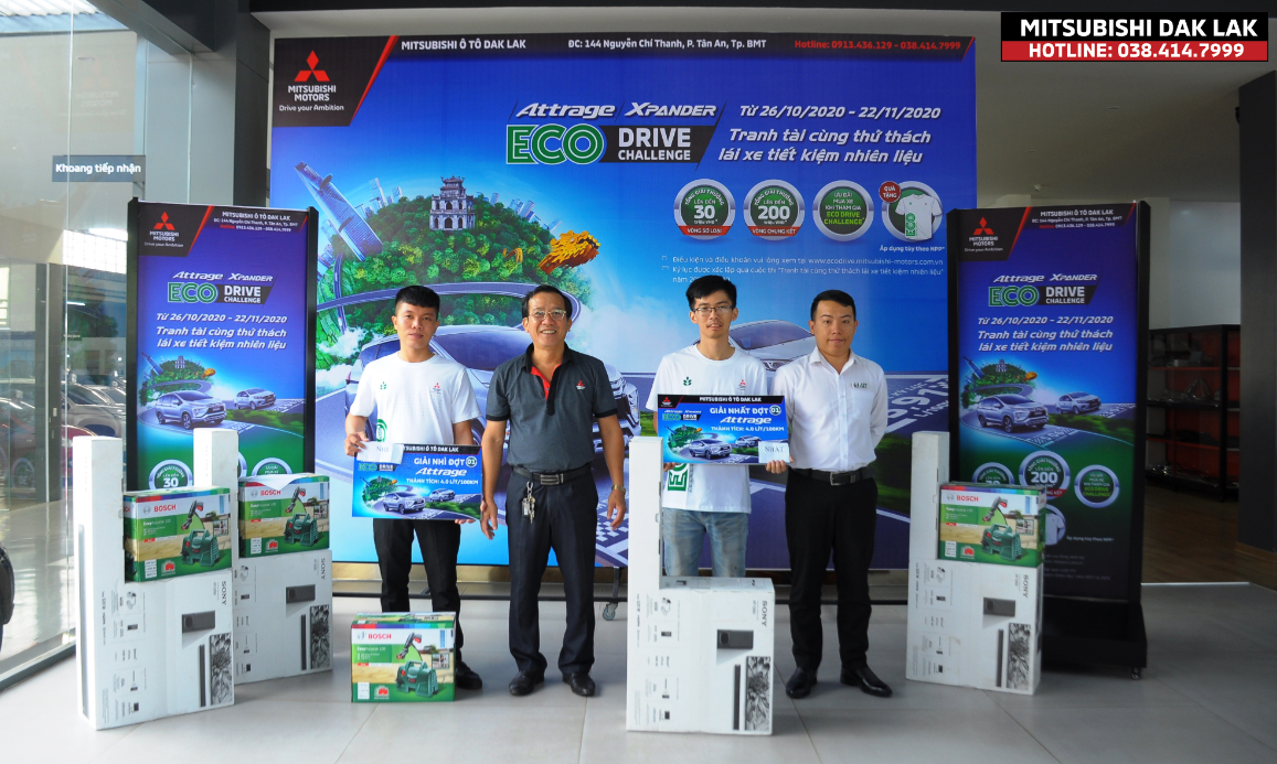 MITSUBISHI Ô TÔ DAK LAK TRAO THƯỞNG CHO 04 KHÁCH HÀNG ĐẠT THÀNH TÍCH CAO NHẤT ĐỢT 01 VÒNG LOẠI CUỘC THI LÁI XE TIẾT KIỆM NHIÊN LIỆU &#8211; ECO DRIVE 2020